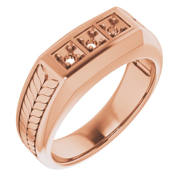 Wheat Pattern Three-Stone Ring