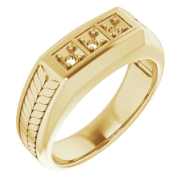 Wheat Pattern Three-Stone Ring
