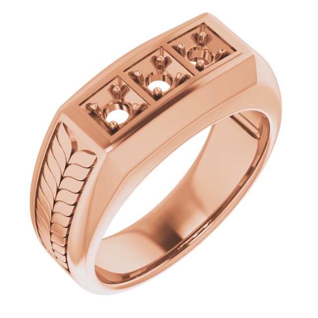 Wheat Pattern Three-Stone Ring