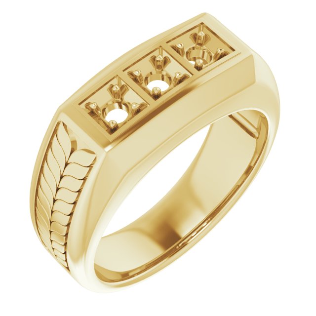 Wheat Pattern Three-Stone Ring