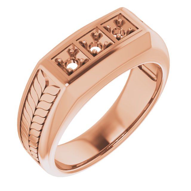 Wheat Pattern Three-Stone Ring