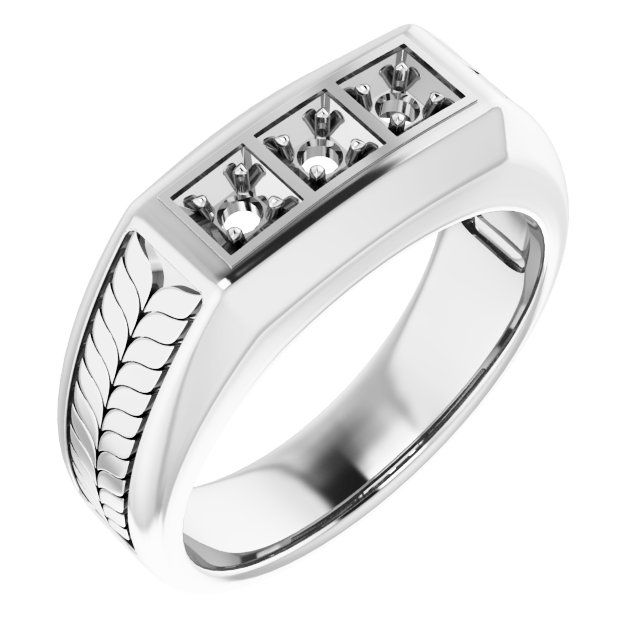 Wheat Pattern Three-Stone Ring