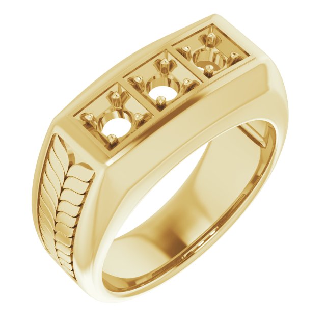 Wheat Pattern Three-Stone Ring