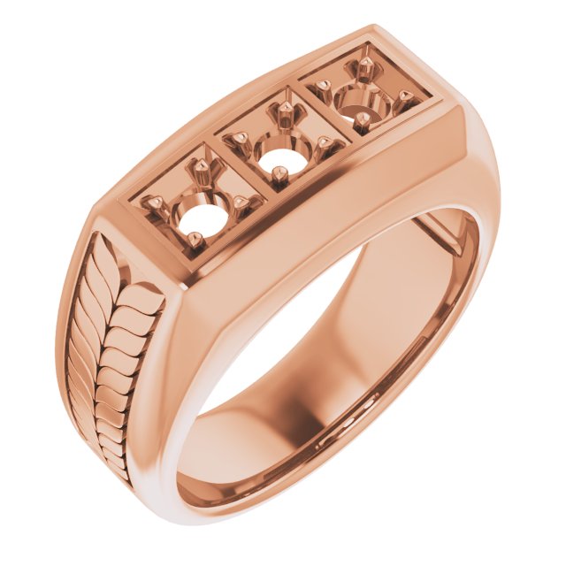 Wheat Pattern Three-Stone Ring