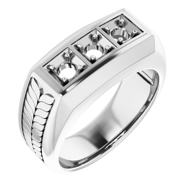 Wheat Pattern Three-Stone Ring