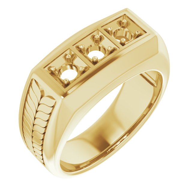 Wheat Pattern Three-Stone Ring