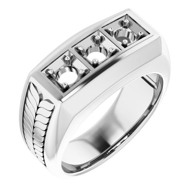 Wheat Pattern Three-Stone Ring