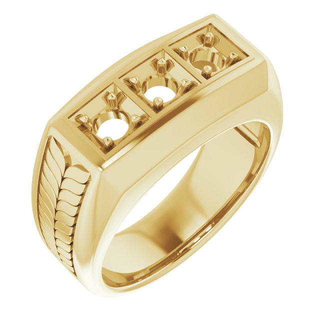 Wheat Pattern Three-Stone Ring