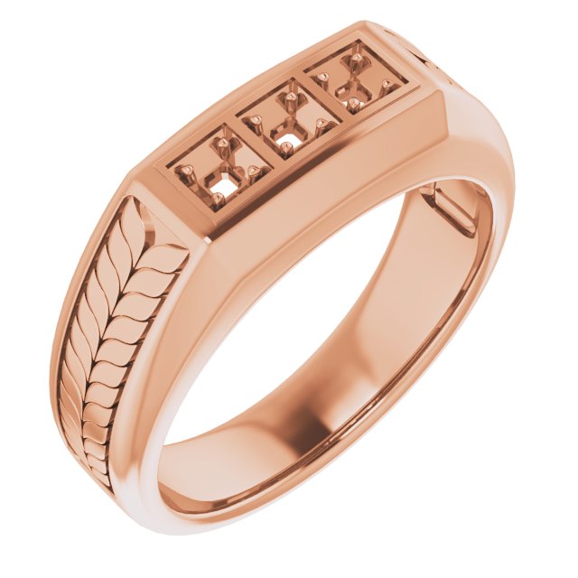 Wheat Pattern Three-Stone Ring