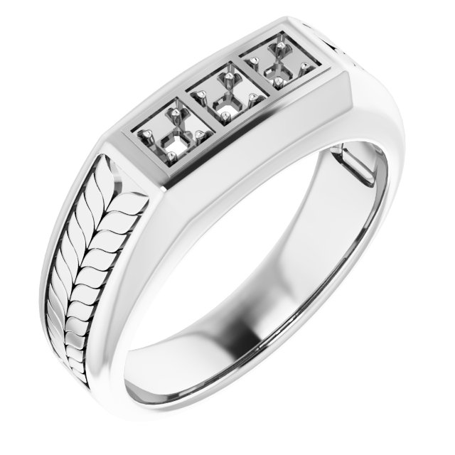 Wheat Pattern Three-Stone Ring