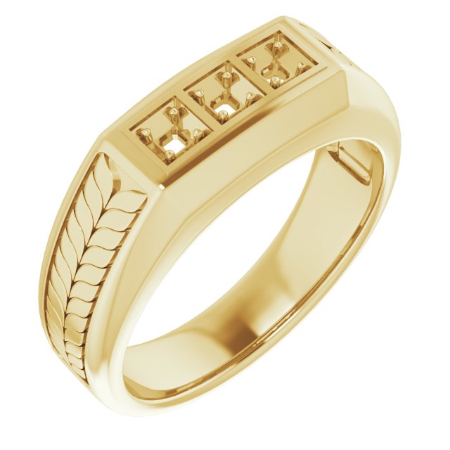 Wheat Pattern Three-Stone Ring