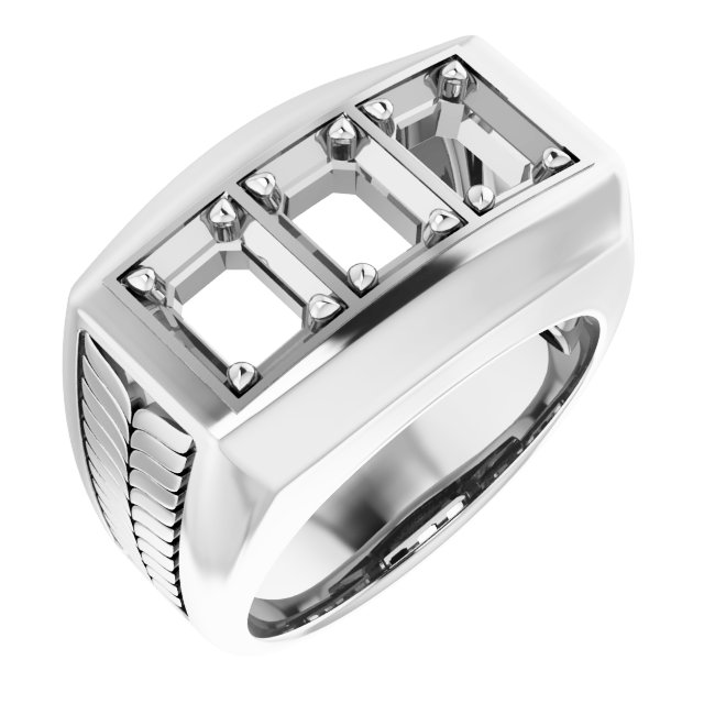 Wheat Pattern Three-Stone Ring
