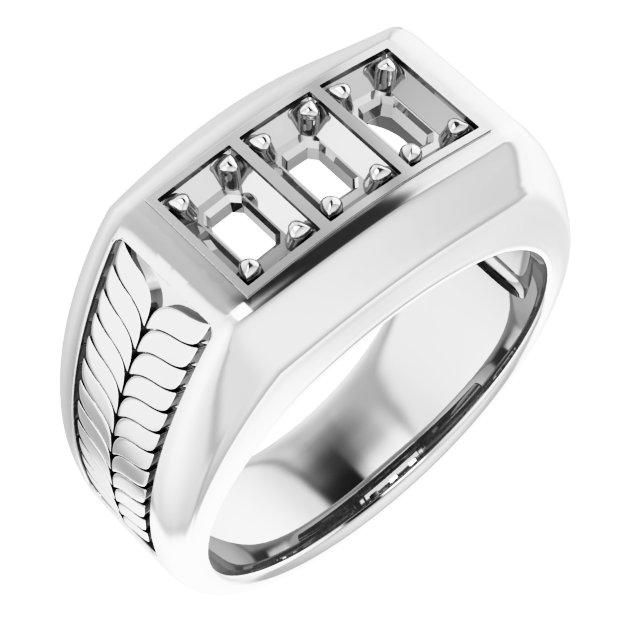 Wheat Pattern Three-Stone Ring