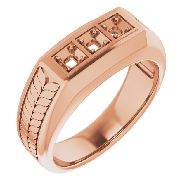 Wheat Pattern Three-Stone Ring