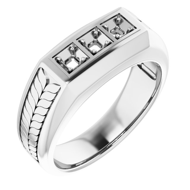 Wheat Pattern Three-Stone Ring