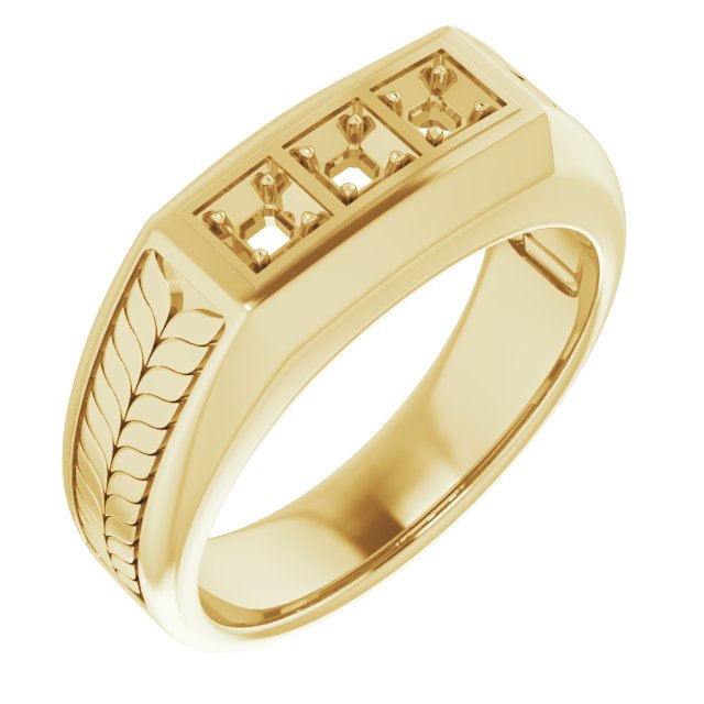 Wheat Pattern Three-Stone Ring