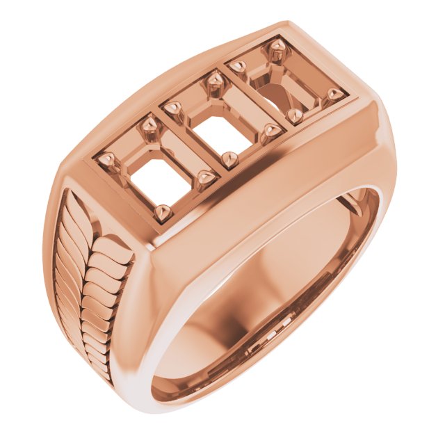 Wheat Pattern Three-Stone Ring