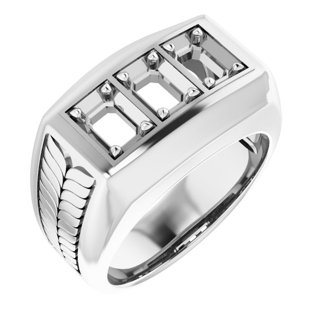 Wheat Pattern Three-Stone Ring