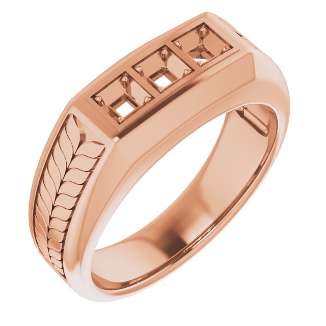 Wheat Pattern Three-Stone Ring