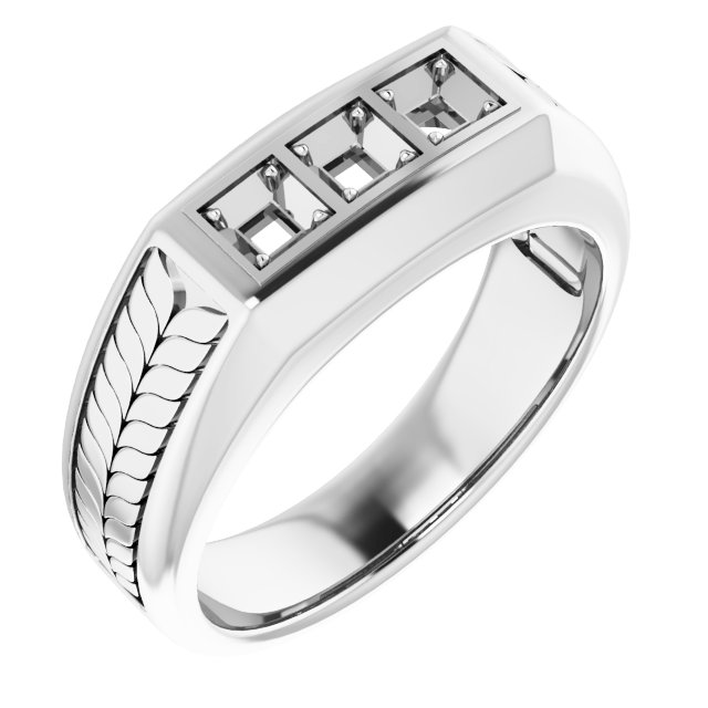 Wheat Pattern Three-Stone Ring