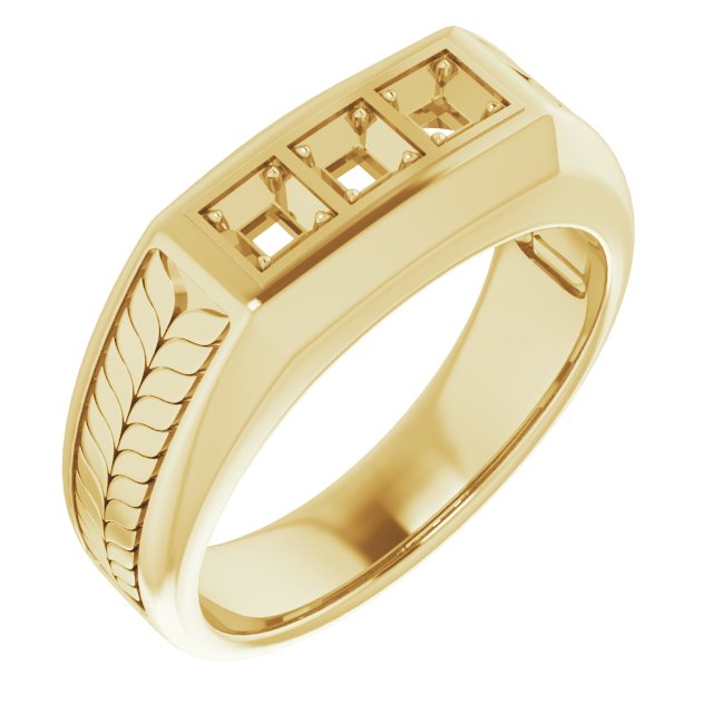 Wheat Pattern Three-Stone Ring