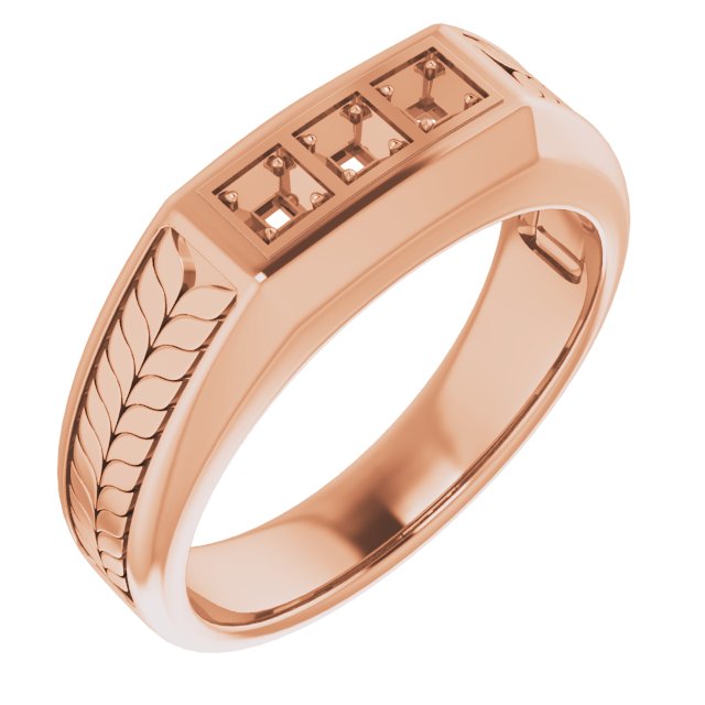 Wheat Pattern Three-Stone Ring
