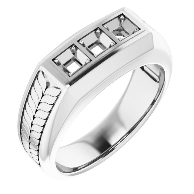 Wheat Pattern Three-Stone Ring