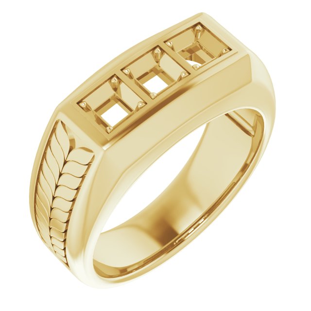 Wheat Pattern Three-Stone Ring