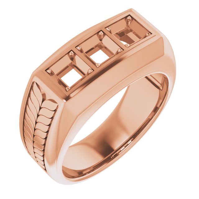 Wheat Pattern Three-Stone Ring