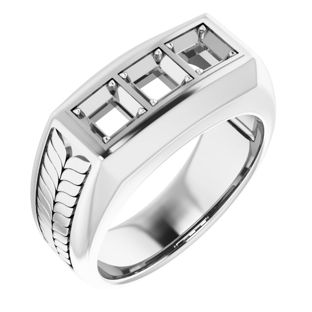 Wheat Pattern Three-Stone Ring