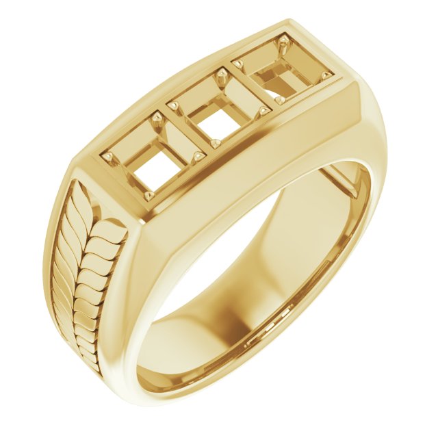 Wheat Pattern Three-Stone Ring