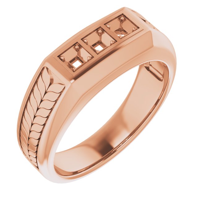 Wheat Pattern Three-Stone Ring