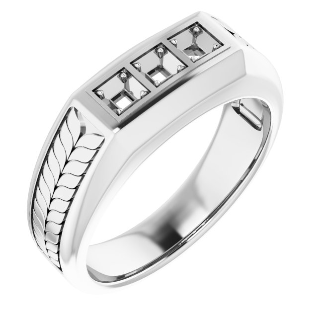 Wheat Pattern Three-Stone Ring