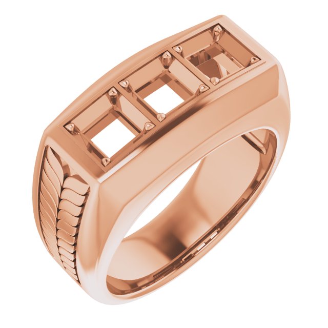 Wheat Pattern Three-Stone Ring