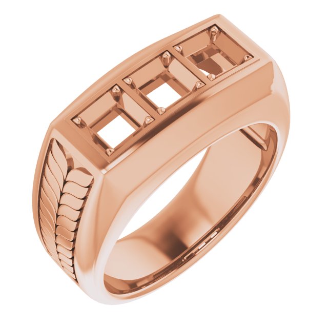 Wheat Pattern Three-Stone Ring