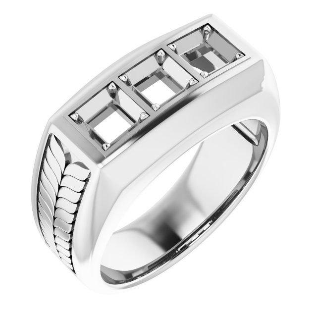 Wheat Pattern Three-Stone Ring
