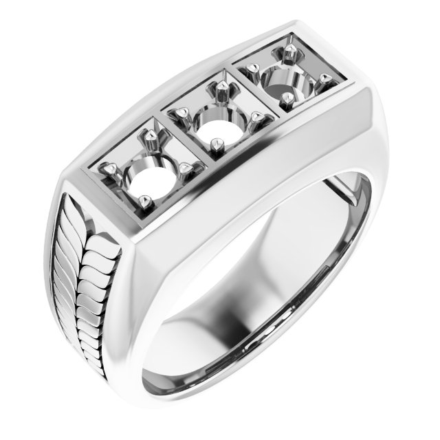 Wheat Pattern Three-Stone Ring