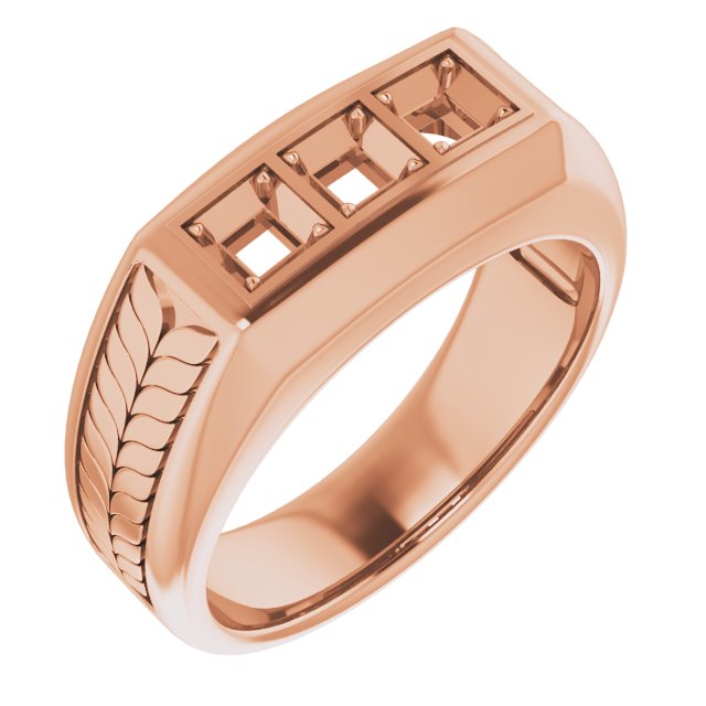 Wheat Pattern Three-Stone Ring
