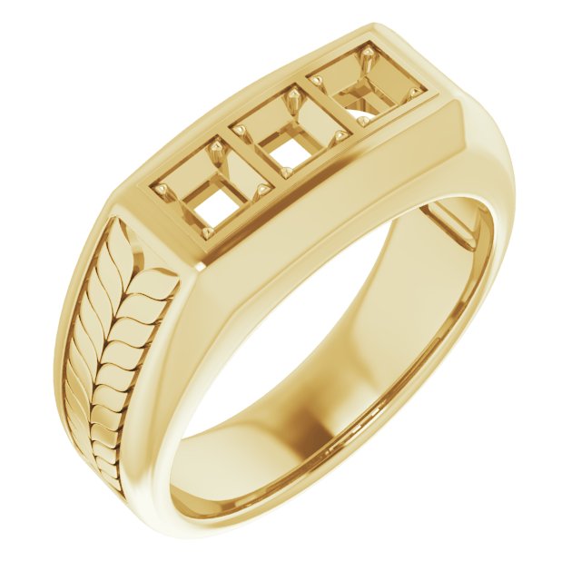 Wheat Pattern Three-Stone Ring