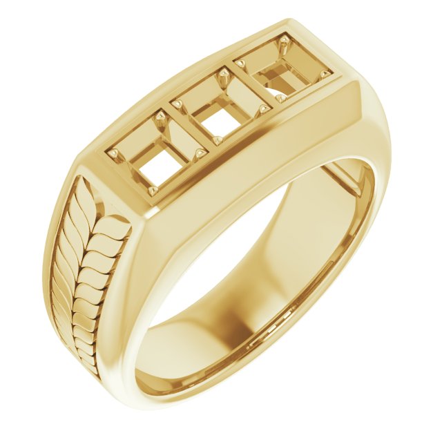 Wheat Pattern Three-Stone Ring