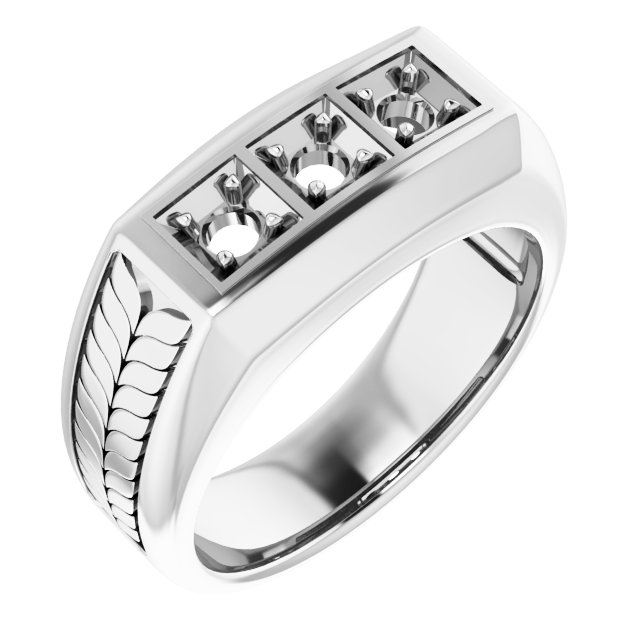 Wheat Pattern Three-Stone Ring