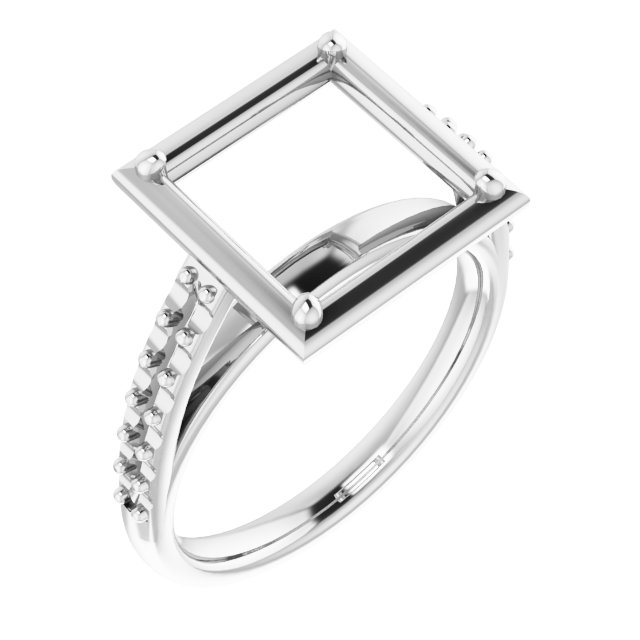 4-Prong Accented Bezel-Style Engagement Ring