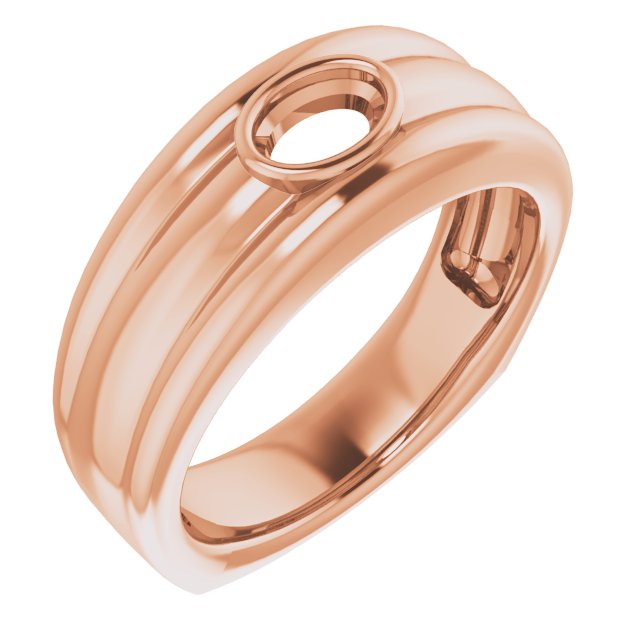 Grooved Bezel-Set Ring