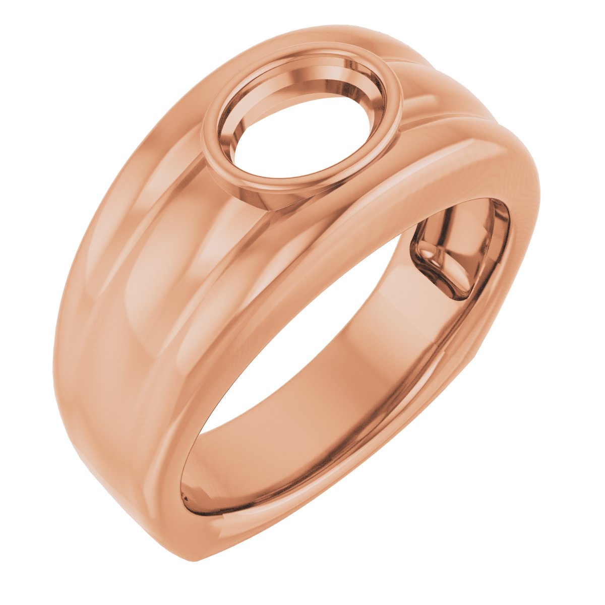Grooved Bezel-Set Ring