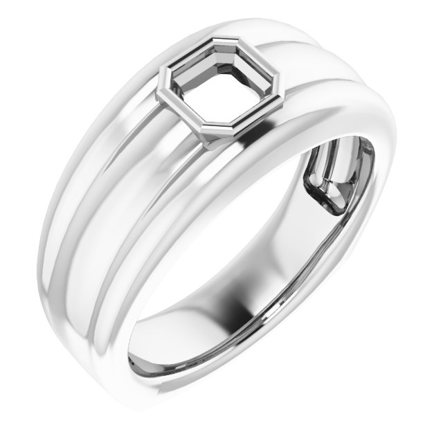 Grooved Bezel-Set Ring