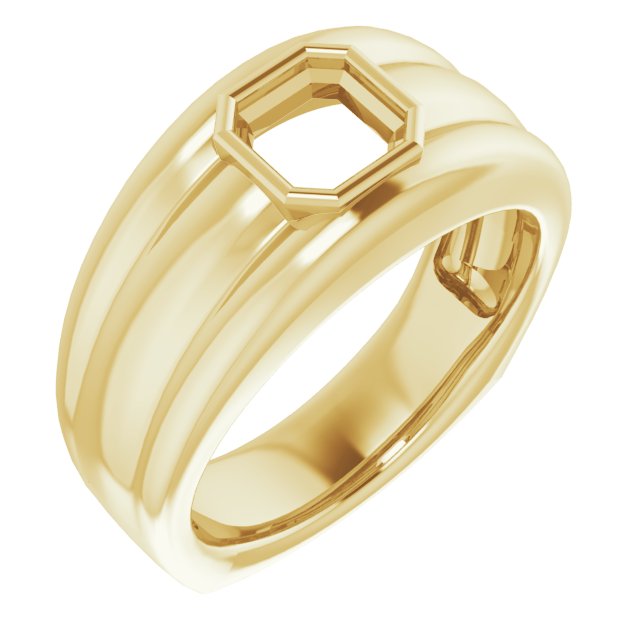 Grooved Bezel-Set Ring