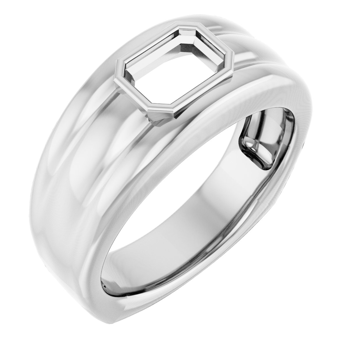 Grooved Bezel-Set Ring
