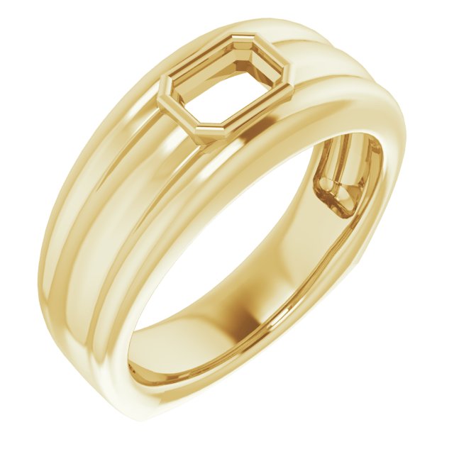 Grooved Bezel-Set Ring