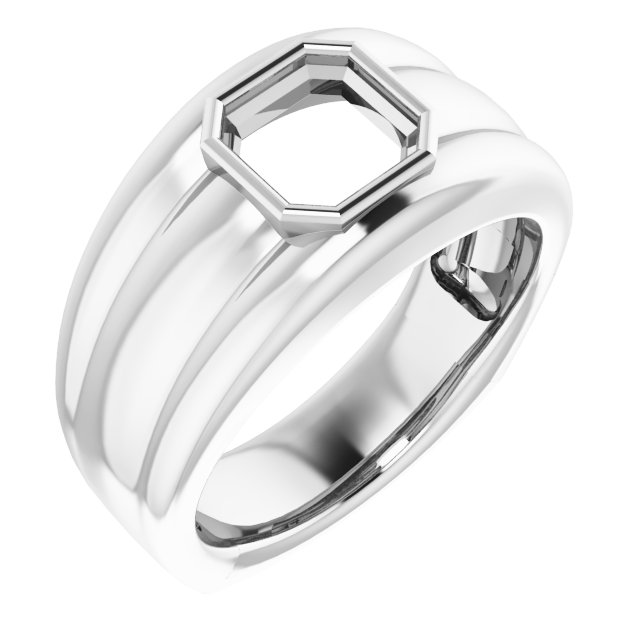 Grooved Bezel-Set Ring