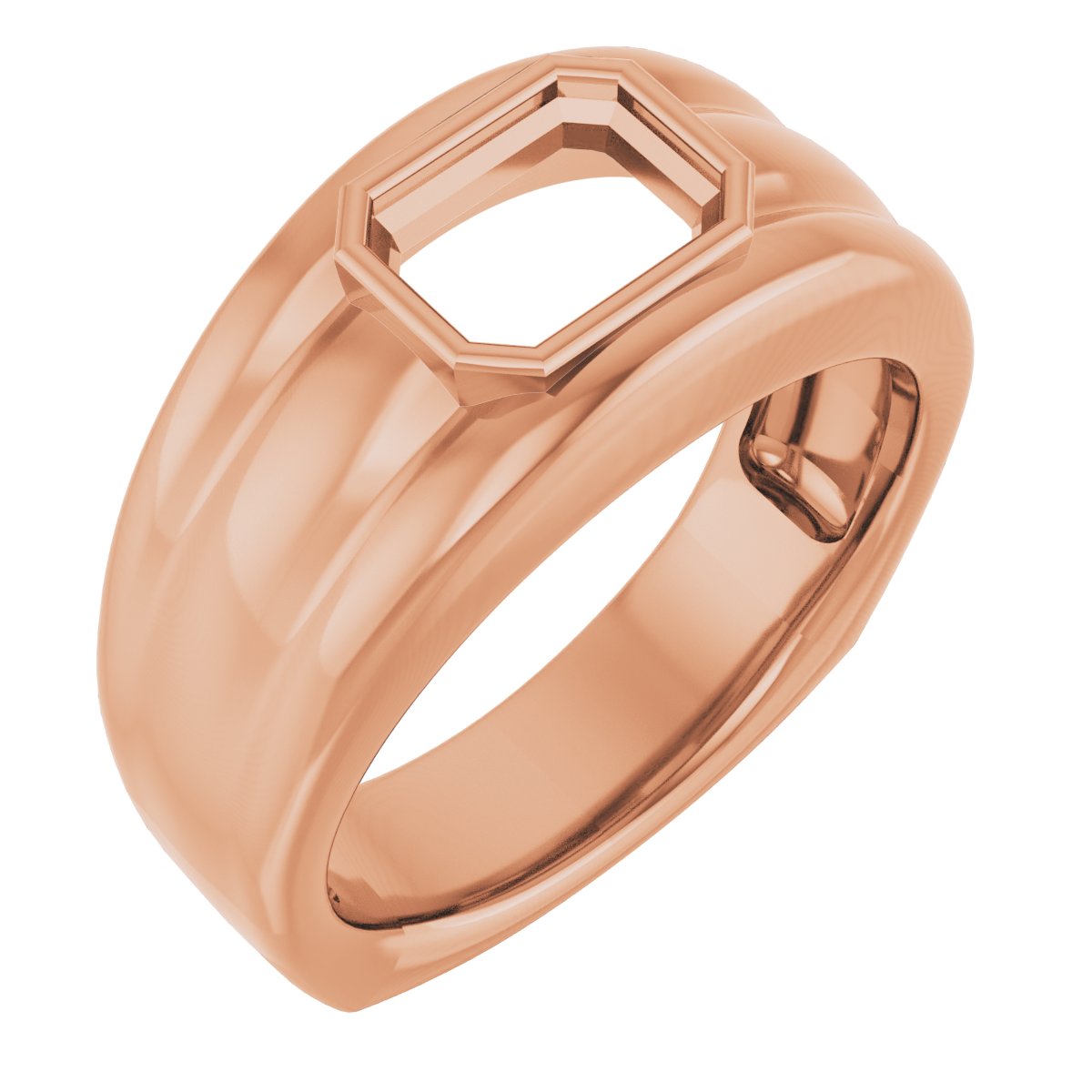 Grooved Bezel-Set Ring